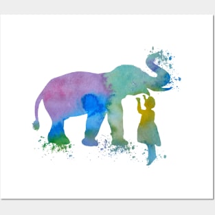 Elephant and child Posters and Art